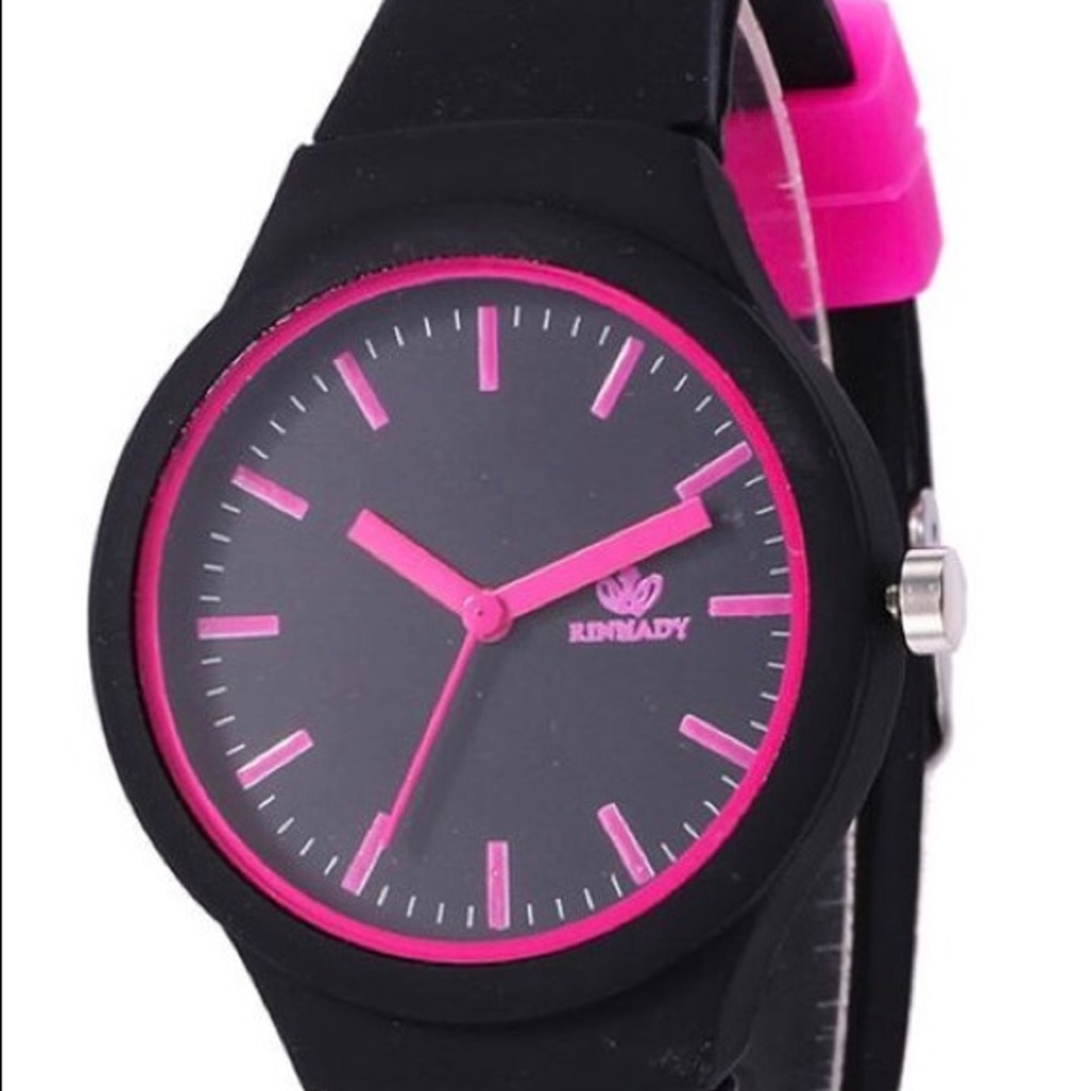 Silicone Watch Black And Pink